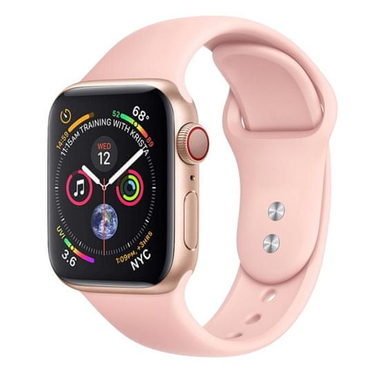 BStrap Soft Silicone řemínek na Apple Watch 42/44/45mm, Pink Sand