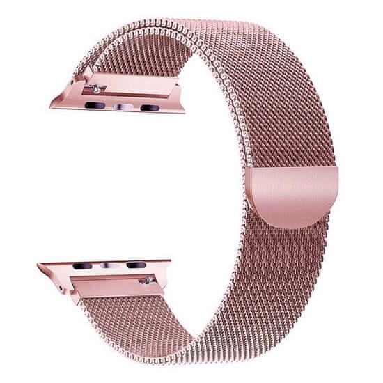 BStrap Milanese řemínek na Apple Watch 42/44/45mm, Rose Pink