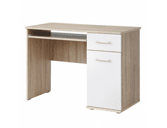 KONDELA PC stůl EMIO Typ 6, dub sonoma/bílá
