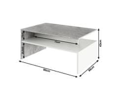KONDELA Konferenční stolek DAMOLI, beton/bílý