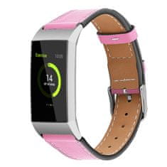 BStrap Leather Italy (Small) řemínek na Fitbit Charge 3 / 4, pink