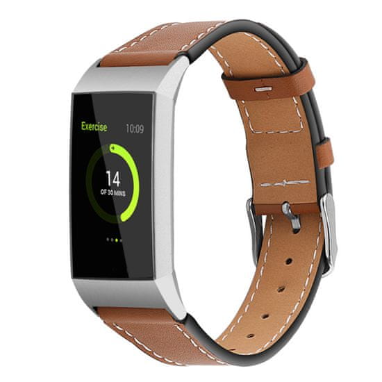 BStrap Leather Italy (Small) řemínek na Fitbit Charge 3 / 4, Coffee