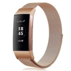 BStrap Milanese (Small) řemínek na Fitbit Charge 3 / 4, rose gold