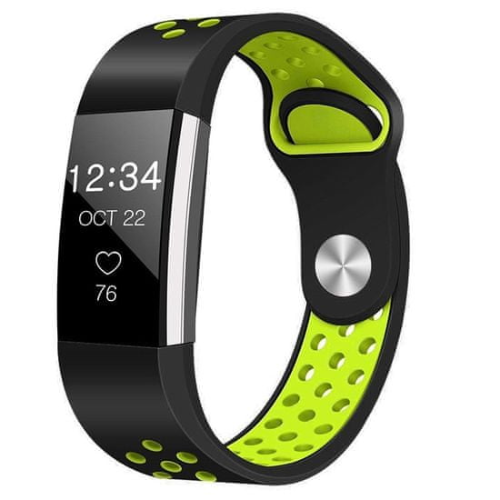 BStrap Silicone Sport (Small) řemínek na Fitbit Charge 2, black/green
