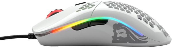 Herní myš Glorious Model O-, lesklá bílá (GOM-GWHITE) 6 tlačítek, makra, ergonomie, RGB podsvícení, 12 000 DPI, PixArt PMW3360