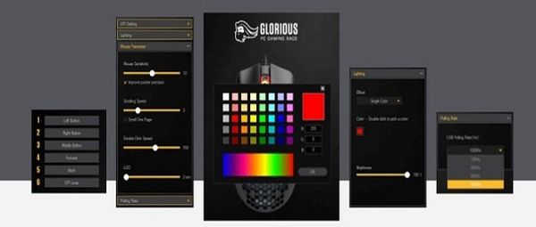 Herní myš Glorious Model D, černá (GD-BLACK), 6 tlačítek, makra, ergonomie, RGB podsvícení, 12 000 DPI, PixArt PMW3660 Omron