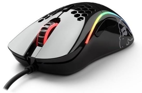 Herní myš Glorious Model D, lesklá černá (GD-GBLACK) 6 tlačítek, makra, ergonomie, RGB podsvícení, 12 000 DPI, PixArt PMW3360