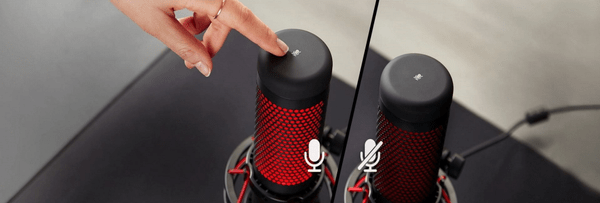 Gamer mikrofon Kingston HyperX Quadcast, fekete/piros (HX-MICQC-BK), 4 felvételi mód, LED kijelzés, mute