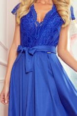 Numoco Dámské krajkové šaty Anna královsky modrá M