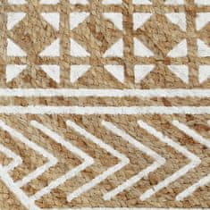 Vidaxl Ručně vyrobený koberec z juty s bílým potiskem 90 cm