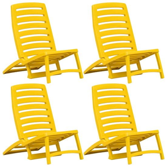 Greatstore Dětské skládací plážové židle 4 ks plastové žluté