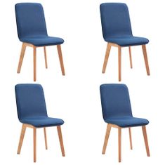 Greatstore Jídelní židle 4 ks modré textil a masivní dubové dřevo
