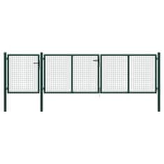 Vidaxl Zahradní plotová brána ocel 400 x 75 cm zelená