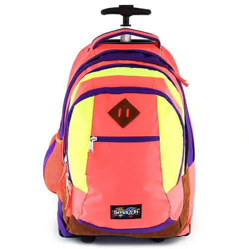Smash Školní batoh trolley , neonově oranžová lemovaná fialovou