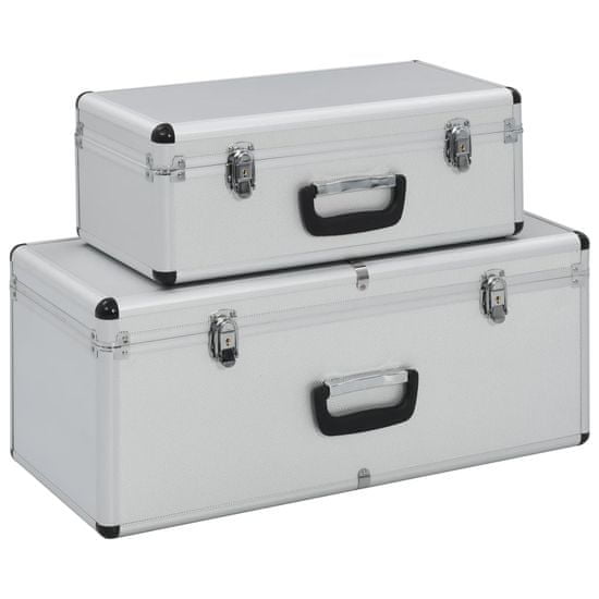 Vidaxl Úložné kufry 2 ks stříbrné hliníkové