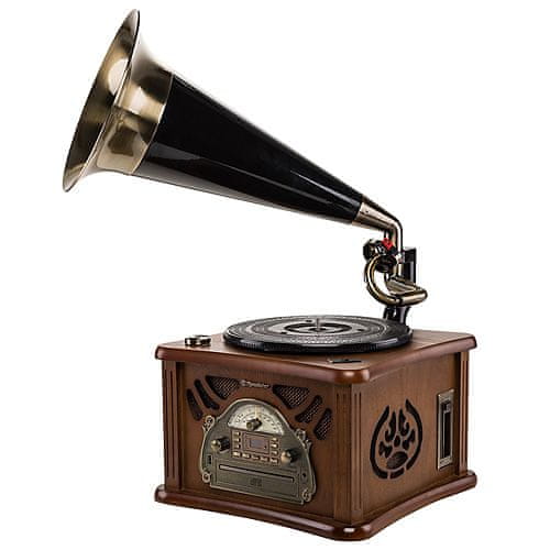 Roadstar Retro gramofon , HIF-1850TUMPK, retro gramofon, s troubou, LCD displej, dálkové ovládání