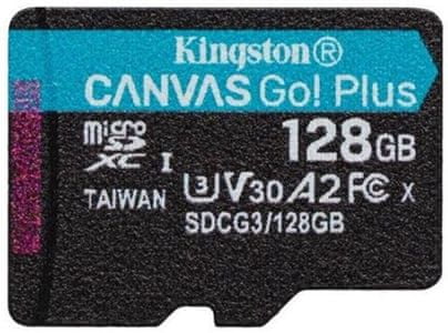 Paměťová karta Kingston microSDXC 128GB Canvas Go Plus 170R A2 U3 V30 (SDCG3/128GBSP) vysoká kapacita