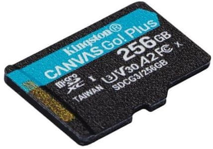 Paměťová karta Kingston microSDXC 256GB Canvas Go Plus 170R A2 U3 V30 (SDCG3/256GBSP) vysoká kapacita