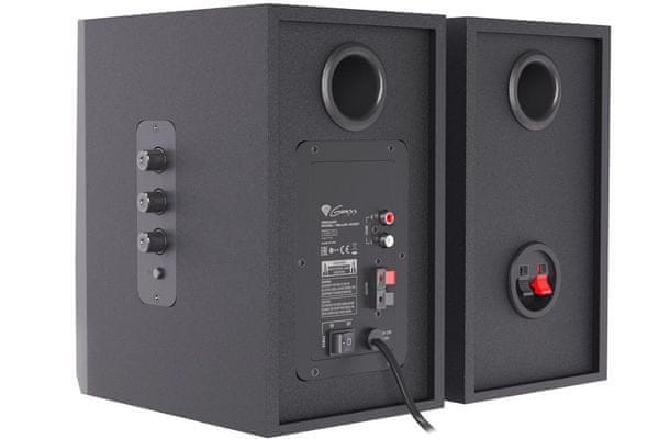 gamer hangszórók genesis helium 400bt ncs-1306 vezetékes és vezeték nélküli Bluetooth fa szerkezet 40 w piros membránok távirányító aux kábel fejhallgató kimenetén hálózati áramellátás aktív típus zenehallgatáshoz filmekhez és játékokhoz