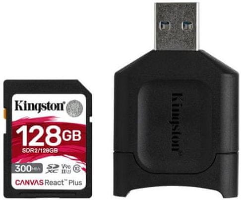 Kingston SDXC 128GB Canvas React Plus UHS-II V90 + čtečka (MLPR2/128GB)