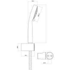 CERSANIT Sprchová souprava s bodovým držákem lano, 5 funkční, průměr ruční sprchy 8,5cm, kovová hadice dlouhá 150cm, s bodovým držákem a montážní sadou (S951-022)