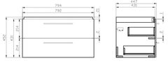 CERSANIT Set 967 skříňka lara s umyvadlem como 80 šedá dsm (S801-214-DSM)