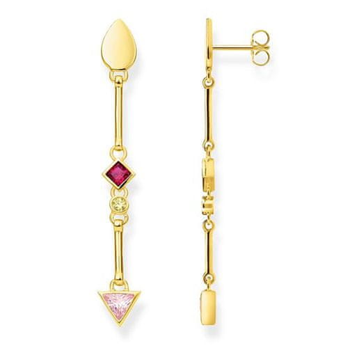 Thomas Sabo Náušnice "Barevné kameny" , H2039-995-7, Sterling Silver, 925 Sterling silver, 18k yellow gold plating, synthetic corundum red, zirconia yellow/pink