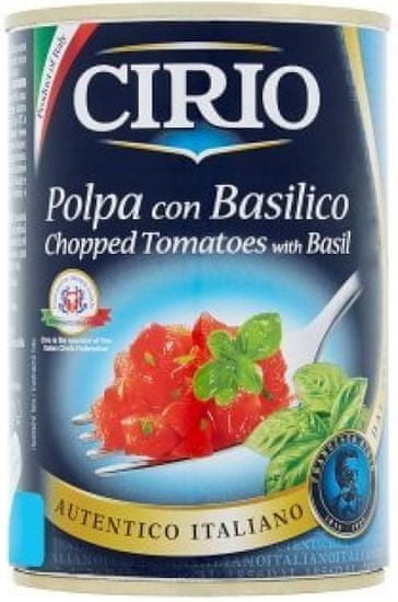 CIRIO Loupaná krájená rajčata v rajčatové šťávě s bazalkou 12× 400 g