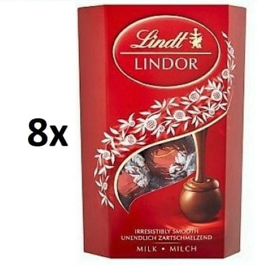 LINDT Lindor Mléčná čokoláda s jemnou krémovou náplní 8× 200g