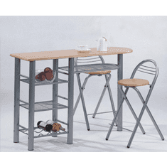 KONDELA Komplet barový stůl + 2 židle, buk, 120x40 cm, BOXER