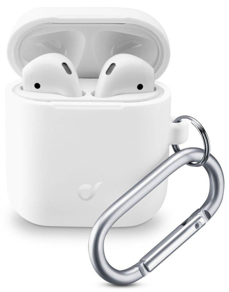 Levně CellularLine Ochranný kryt s karabinou Bounce pro Apple AirPods 1 & 2 BOUNCEAIRPODSW, bílý