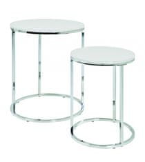 Mørtens Furniture Konferenční stolky Enzo, sada 2 kusů, 40 / 50 cm, bílá / chrom