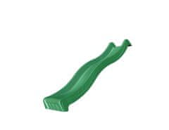 Tmavě zelená plastová skluzavka dlouhá 265 cm.