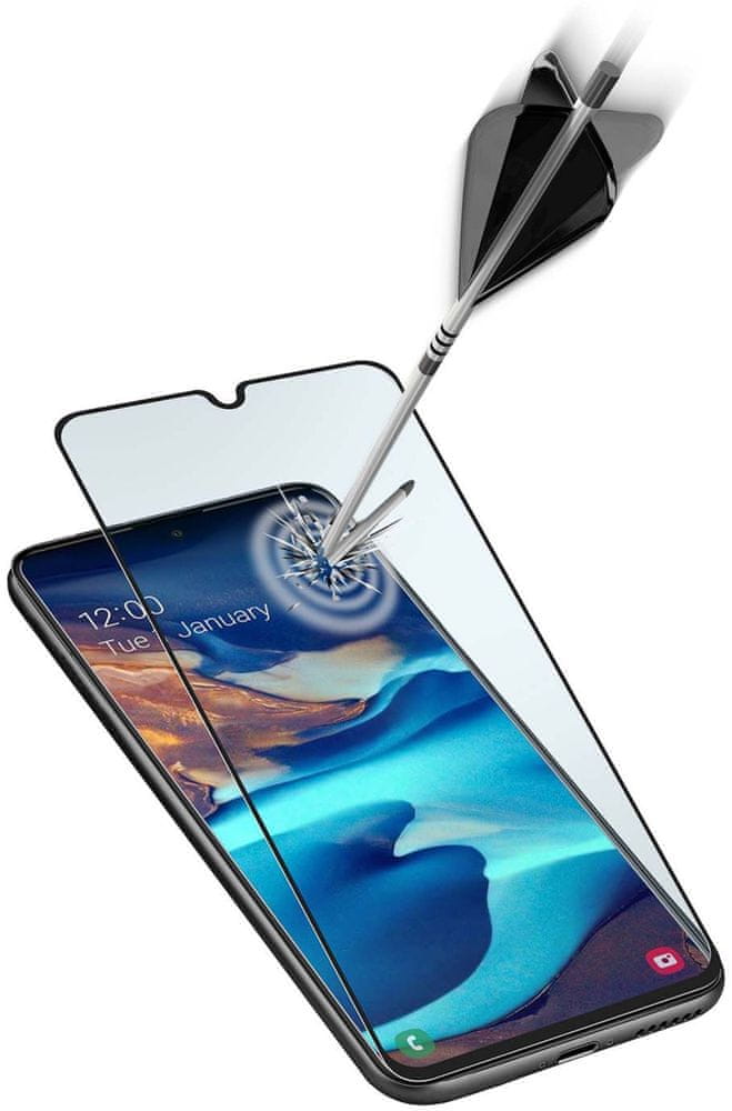 Levně CellularLine Ochranné tvrzené sklo pro celý displej Capsule pro Samsung Galaxy A91 TEMPGCABGALA91K, černé - rozbaleno