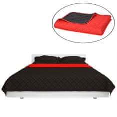 Greatstore Oboustranný prošívaný přehoz na postel červeno-černý 170x210 cm