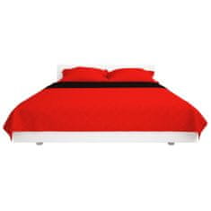 Greatstore Oboustranný prošívaný přehoz na postel červeno-černý 220x240 cm
