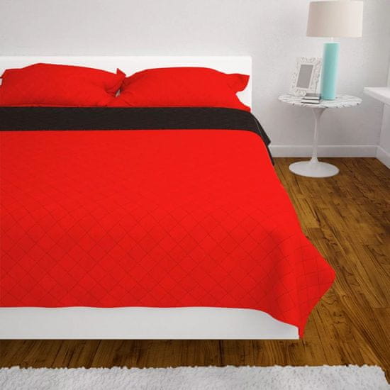Greatstore Oboustranný prošívaný přehoz na postel červeno-černý 170x210 cm