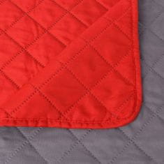 Greatstore Oboustranný prošívaný přehoz na postel červeno-šedý 220x240 cm