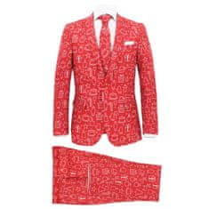 Greatstore 2dílný pánský vánoční oblek a kravata velikost 52 dárky červený