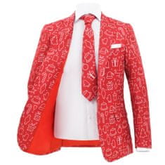 Greatstore 2dílný pánský vánoční oblek a kravata velikost 54 dárky červený