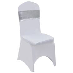 shumee Elastické šerpy na židli 25 ks s diamantovou přezkou stříbrné