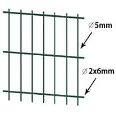 Greatstore 2D zahradní plotové dílce a sloupky 2008x2030 mm, 46 m, zelené