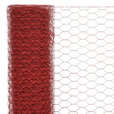 Greatstore Pletivo ke kurníku ocel PVC vrstva 25 x 1 m červené