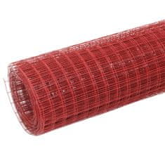 Greatstore Pletivo ke kurníku ocel PVC vrstva 10 x 1 m červené