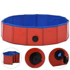 Greatstore Skládací bazén pro psy červený 80 x 20 cm PVC