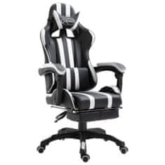 Greatstore Herní židle s podnožkou bílá umělá kůže