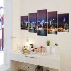 Petromila Sada obrazů, tisk na plátně, barevné panoráma New Yorku 200 x 100 cm