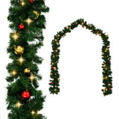Greatstore Vánoční girlanda ozdobená baňkami a LED světýlky 5 m