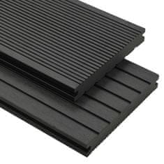 Vidaxl WPC plná terasová prkna a příslušenství 16 m2 2,2 m černá