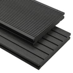 Vidaxl WPC plná terasová prkna a příslušenství 10 m2 2,2 m černá